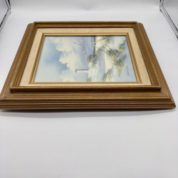 Original Lighthouse Coastal Oil Painting Framed Original Signed Adamson Nautical - Picture 11 of 16
